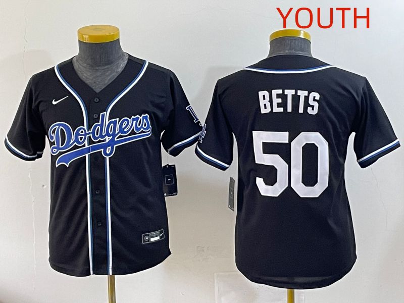Youth 2025 Los Angeles Dodgers #50 Betts Black Three generations Fashion Nike MLB Jersey style 1->youth mlb jersey->Youth Jersey